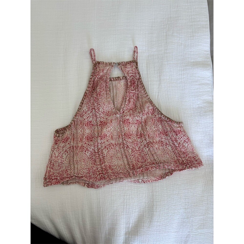 Free People 2 Piece Set Womens XS Ivory Red Print Halter Top Wrap Midi - Picture 5 of 8